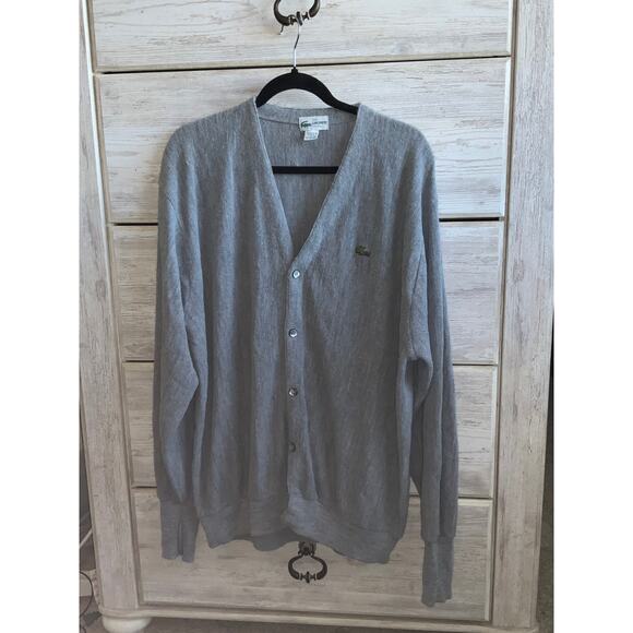 Vintage Lacoste Club Gray Cardigan - Preppy Y2K Style - XL - Picture 1 of 4